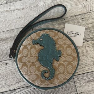 Coach Seahorse Coin Purse Wristlet NWT